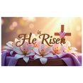 thumbnail image 3 of He is Risen Cross Banner Christian Easter Lily Backdrop Religious Event Church Decor Spring Decoration Background Party Supplies Celebration, 3 of 4