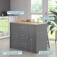 thumbnail image 2 of Twin Star Home 46" Traditional Kitchen Island with Butcher Block Top, Antique Gray, 2 of 11