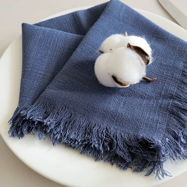 Nvzi Manteles individuales de algodón resistentes al calor,manteles individuales lavables antideslizantes, accesorios de decoración de cocina (juego de 6, tamaño 17,71 x 17,71 pulgadas, azul marino)