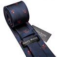 thumbnail image 4 of Navy Red Skull Designer Mens Tie Necktie Handkerchief Cufflinks Set Silk Ties For Male Stylish Party Business Gift, 4 of 5