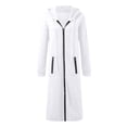 thumbnail image 6 of Resicozy Long Hoodies for Women Zip Up Oversized Long Sleeve Sweatshirt Winter Hoodie Dress with Pocket White 2XL, 6 of 6