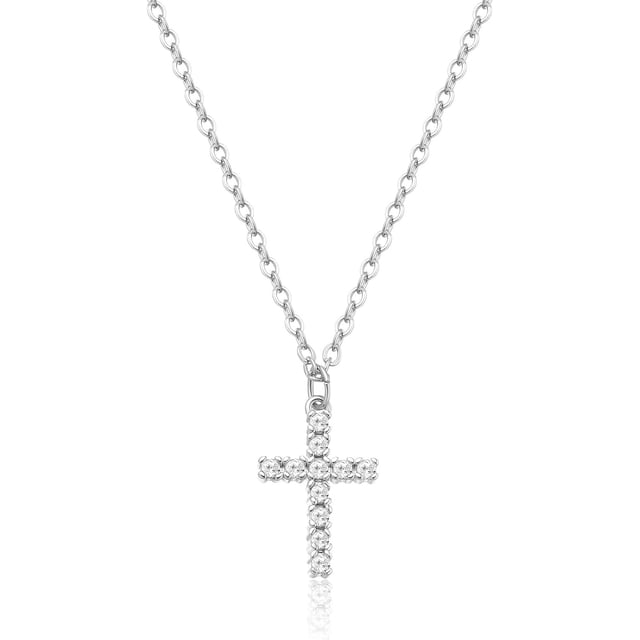 LAICAIW Cross Necklace for Women, 14K Gold Plated/Sterling silver Chain Necklace Dainty Layered Gold Cross Pendant Necklace Simple Cute Necklaces for Women Gold Jewelry for Women, Gold Plated, Cubic