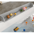 thumbnail image 6 of 40.6 Inch Silicone Bathtub Splash Guard Play Shelf, Toy Tray & Caddy Holder with Suction Cups, Keeps Bathroom Dry During Bathing (Gray), 6 of 6