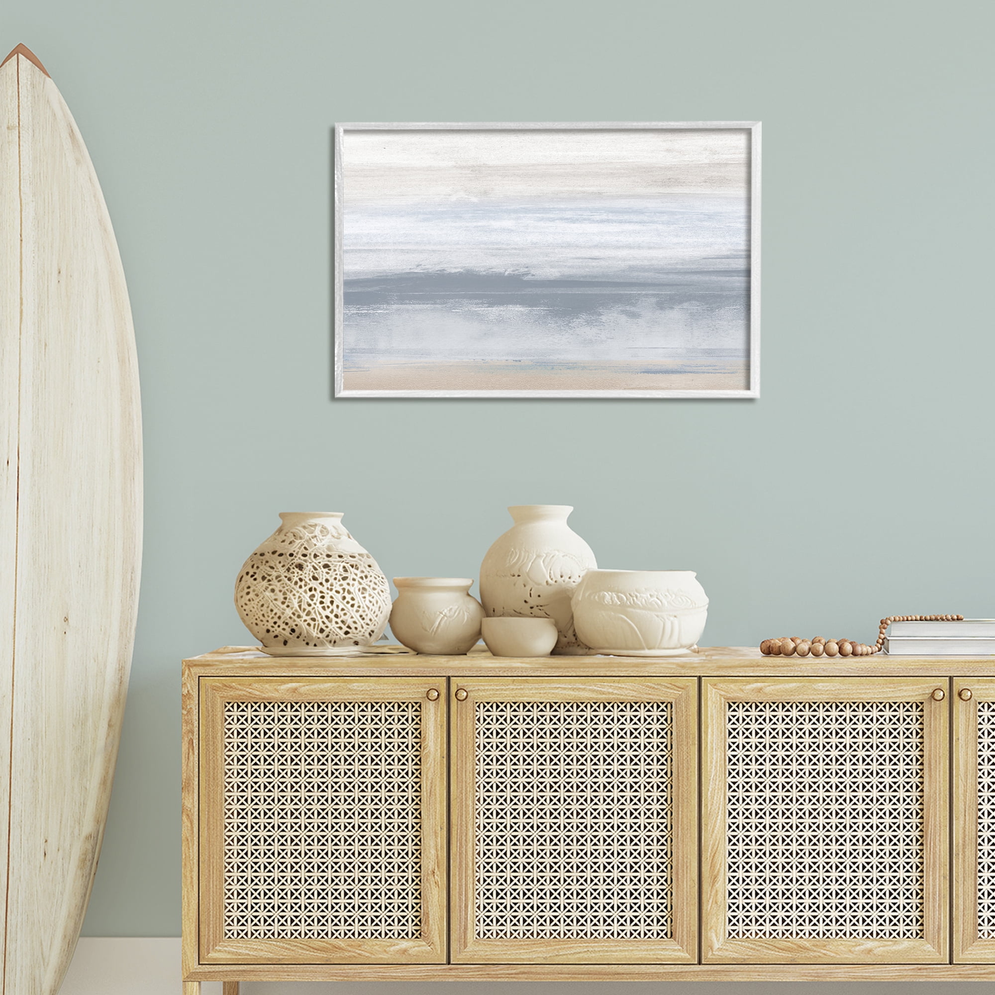 Stupell Industries Serene Blue Feeling Landscape Painting White Framed Art Print Wall Art, 30 x 20