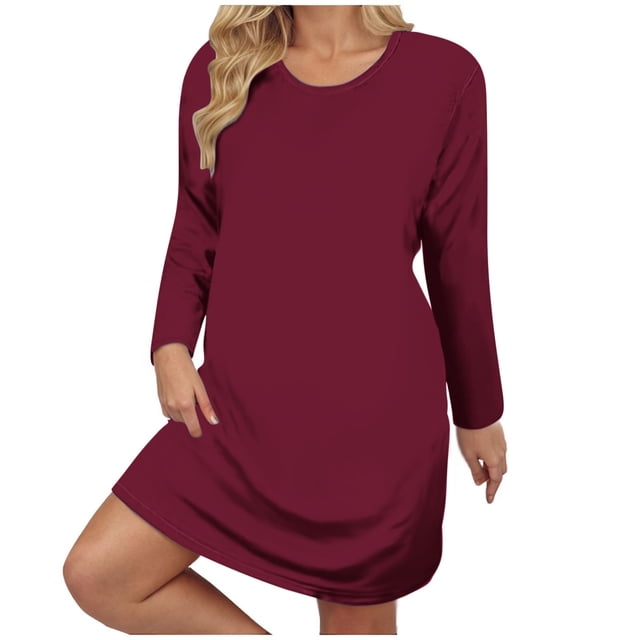 Gspmoly Robes pour Femmes, Robe Imprimée à Col Rond Ample et en Vrac pour l'Automne et l'Hiver avec Lien, Robe de Cocktail, Offres des Fêtes