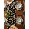 thumbnail image 2 of Summer Peach Pink Flower on Black Table Runner-70 Inch Long Green Leaves Table Runners Linen Burlap Tablerunner for Kitchen Dining Room Holiday Party, 2 of 9