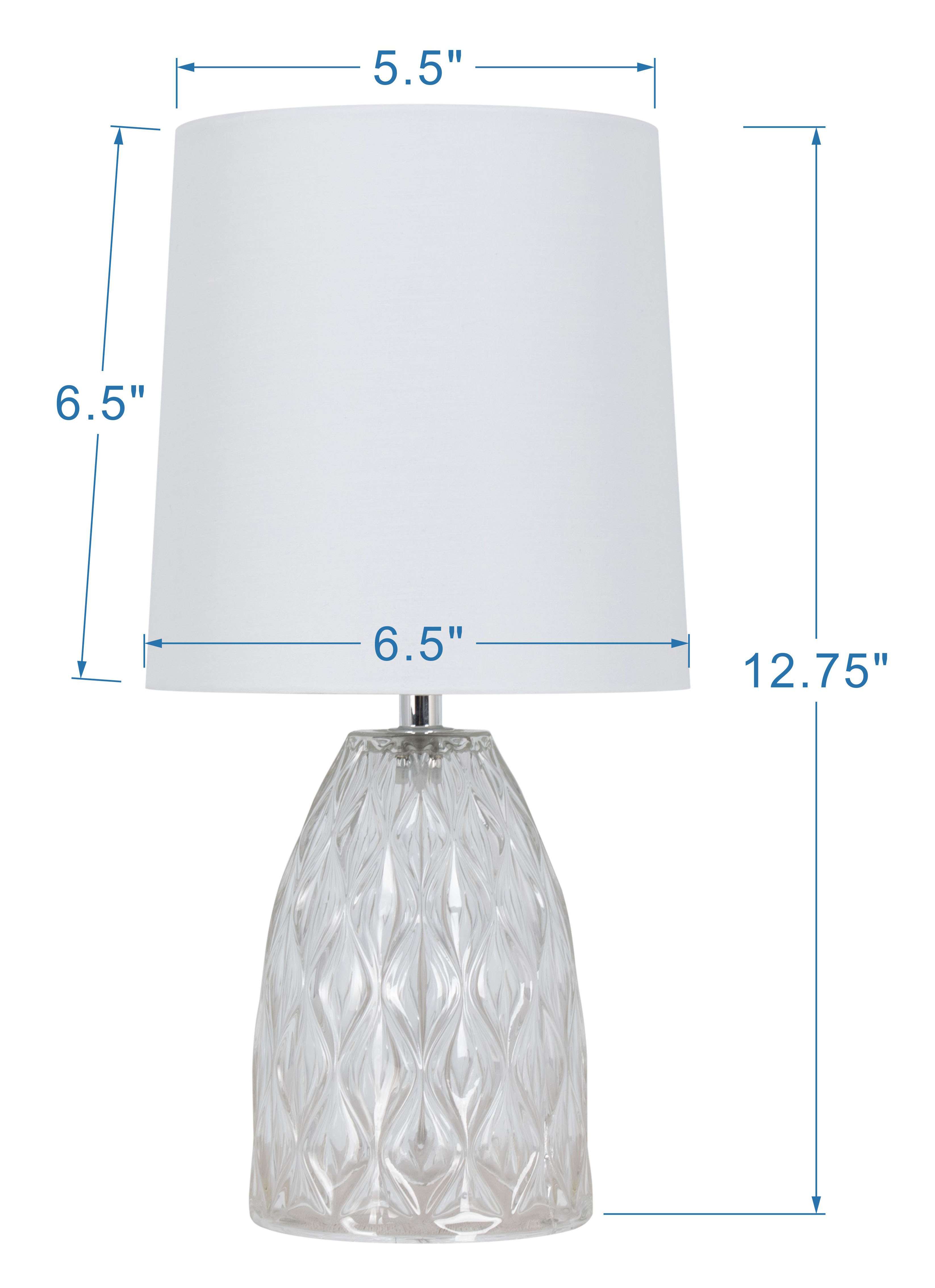 Mainstays Mini Clear Glass Table Lamp, White Shade, 12.75 in photo 5