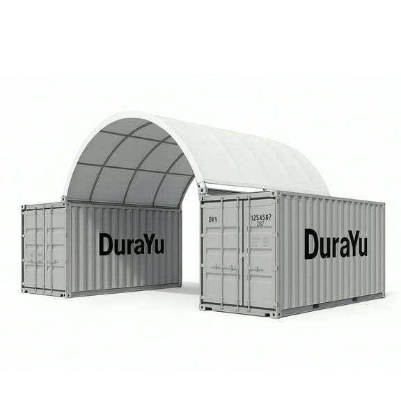 DuraYu 20x20 ft Shipping Container Canopy Shelter with 11oz PE Tarp & Steel Frame