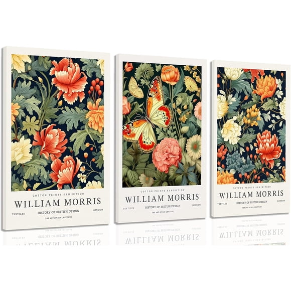 Myhong.1 William Morris Wall Art Set of 3 Vintage Botanical Birds Posters Print Wall Decor Suitable for Living Room Dining Room Bedroom Office Decor 8"*12" unframe