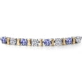 thumbnail image 4 of Gem Stone King 925 Silver and 10K Yellow Gold Blue Tanzanite and Lab Grown Diamond Bracelet for Women | 2.28 Cttw | Gemstone December Birthstone | Round 4MM | Adjustable up to 9 inch, 4 of 7