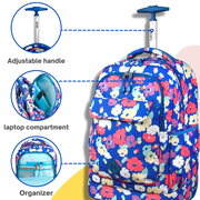 J World Sweep Laptop Rolling Backpack, Petals