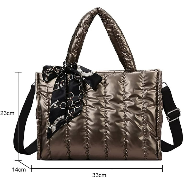 CoCopeaunt Puffer Tote Bag for Women Quilted Padded Handbag Puffy Tote  Purse Lightweight Down Padding Crossbody Bag Puffer Bag