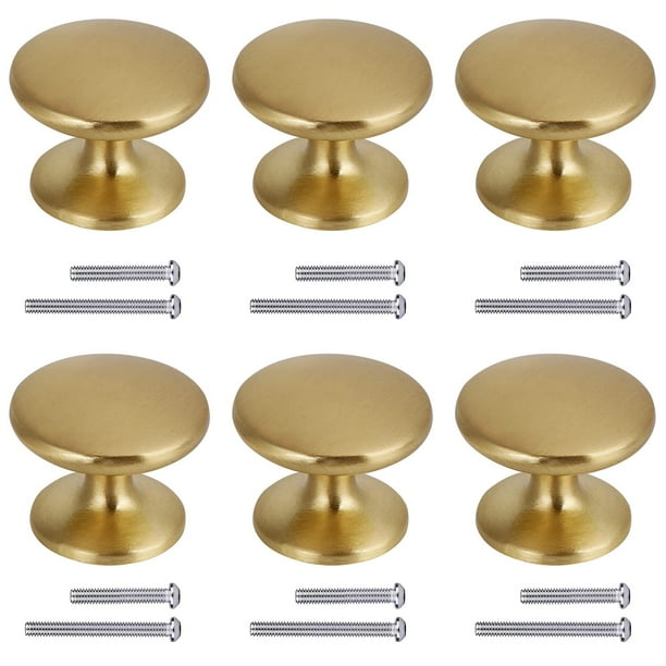 YIHATA 1 inch Drawer Knob, 6 Pack Kitchen Knobs, Gold Dresser