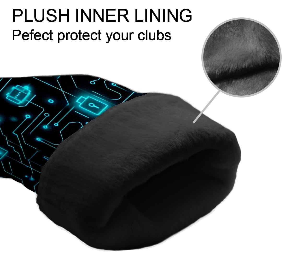 Golf Club Covers, Green Circuits Premium PU Leather Driver Hybrid Putter Head Covers with Velvet Lining, Waterproof Golf Gifts for Men Women