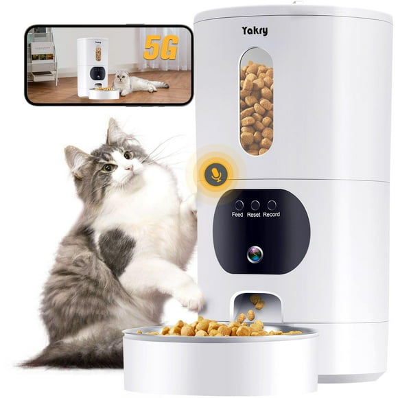 Automatic Cat Feeders Camera 5G: WiFi Easy to Clean Timed Smart Dog Food Dispenser 2-Way Audio Memory Function Pet Feeder HD 1080P Video Record APP C