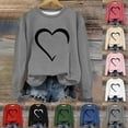 thumbnail image 5 of Women's Casual Crew Neck Graphic Sweatshirts Love Heart Print Long Sleeve Cute Tops Teens Girls Casual Spring T Shirts(Beige,M), 5 of 5