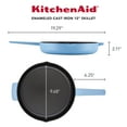thumbnail image 3 of KitchenAid Enameled Cast 12 Inch Iron Induction Skillet with Helper Handle and Pour Spouts, Metal Utensil, Broiler and Oven Safe to 500°F, Blue Velvet, 3 of 12