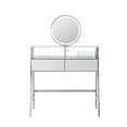 thumbnail image 5 of Mirrored Makeup Vanity Desk with Mirror and Lights, 2 Big Drawers, Open Shelf & Charging Station, For Bedroom, Silver, 5 of 9