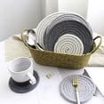 thumbnail image 4 of 8 Posavasos para Bebidas con Soporte, Posavasos Absorbentes de 4 Colores para Bebidas, Juego de Posavasos Tejido de AlgodóN Minimalista para el Hogar, 4 of 5