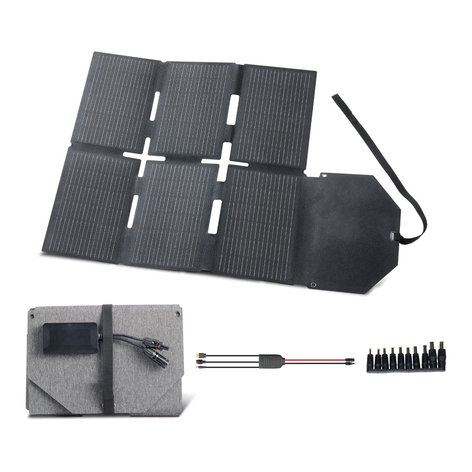 AsterOutdoor Foldable Solar Panel 60W 16BB N-Type with USB-A QC3.0 Type-C DC for Camping Hiking