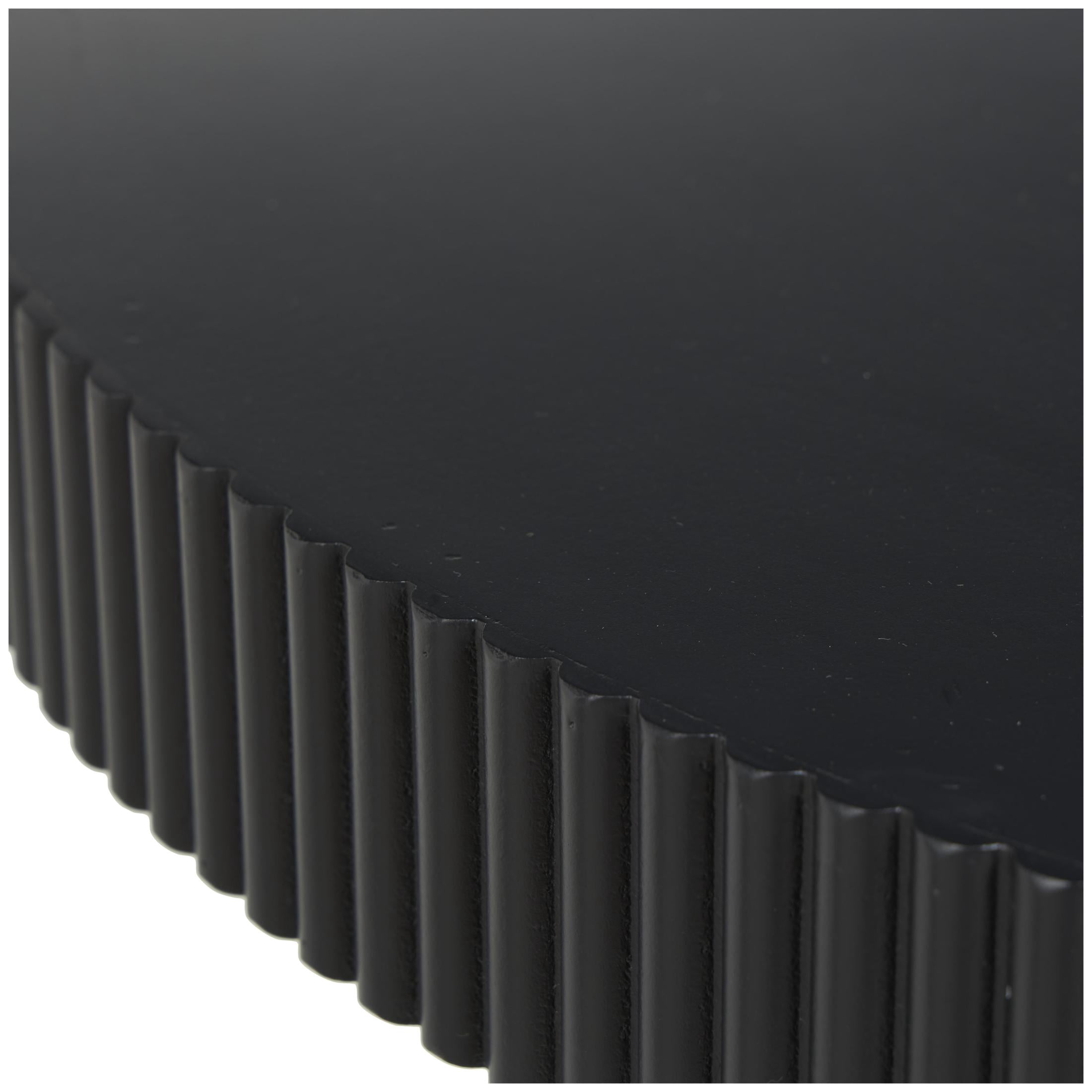 DecMode 36" x 16" Black Wooden Dimensional Ribbed Coffee Table, 1-Piece