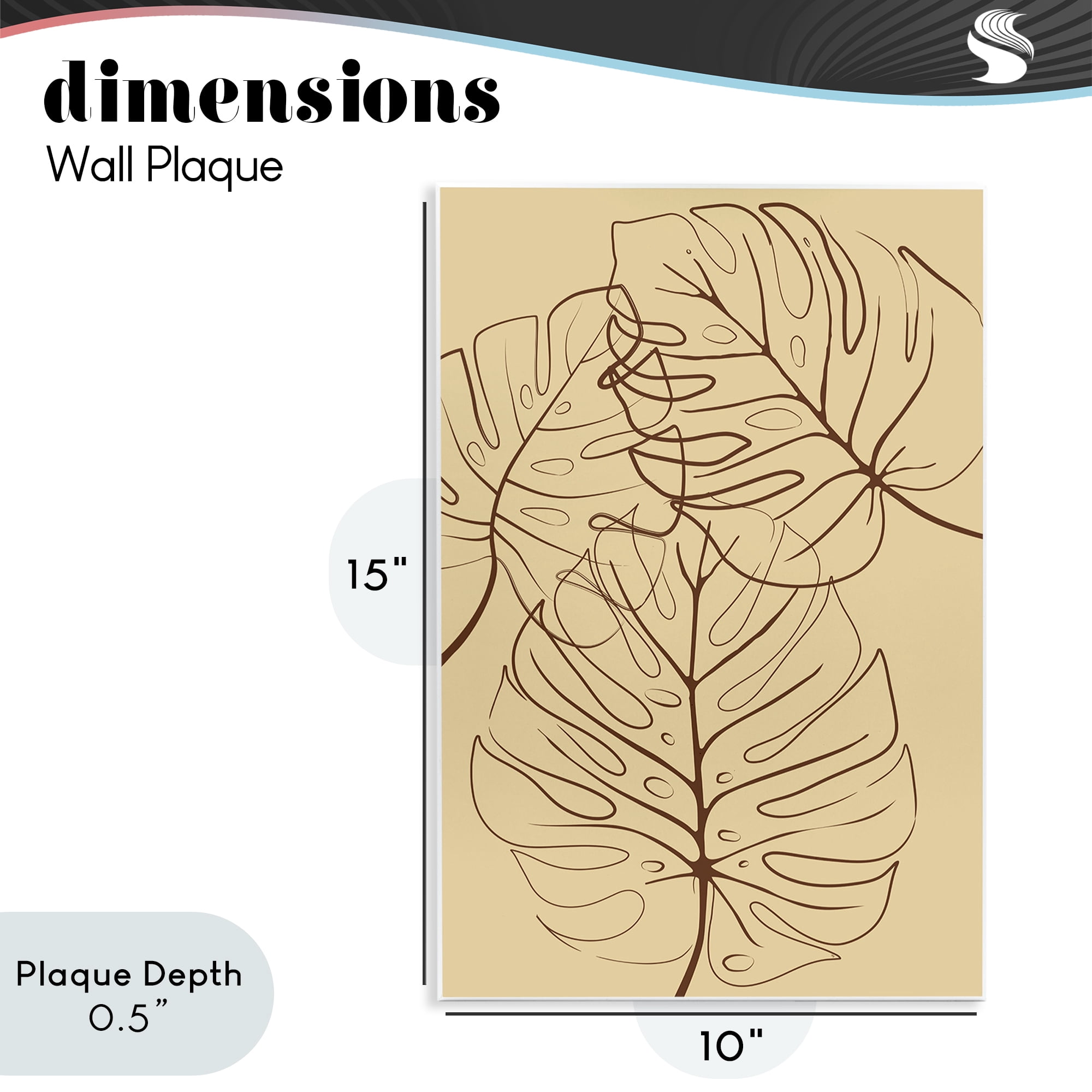 Stupell Industries Autumn Monstera Leaf Contour Wall Plaque Art, design by Martina Pavlova