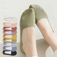 thumbnail image 5 of 5 Pairs Women Ice Silk Low Cut Liner Socks Deep Cut Design Anti-Slip Cotton Sole Breathable Invisible Socks for Flats - 5 pcs-E, 5 of 6