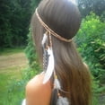 thumbnail image 2 of Diadema de plumas, correas para el pelo hippie, tocado de plumas trenzado con borlas, cuerda de cuero para mujer, accesorios para el cabello de Carnaval y Festival Adepaton 2036012, 2 of 8