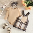 thumbnail image 2 of Baby Girl Toddler Girl 2‑Piece Ruffle Romper and Suspender Skirt Set with Headband | Long Sleeve Plaid Overall Dress Fall Winter Spring Daily Wear for Baby Girls Kaprioy Girls Clothes Fall Winter, 2 of 8