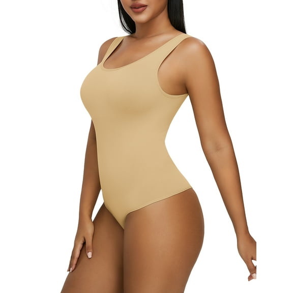 YouLoveIt Women Shapewear Bodysuits One-piece Slimming Body Shaper Corset Slimming Body Suits Shaper Jumpsuit Sleeveless Slim Fit Tank Tops Bodysuits U Neck Body Suit, 1/3 pcs
