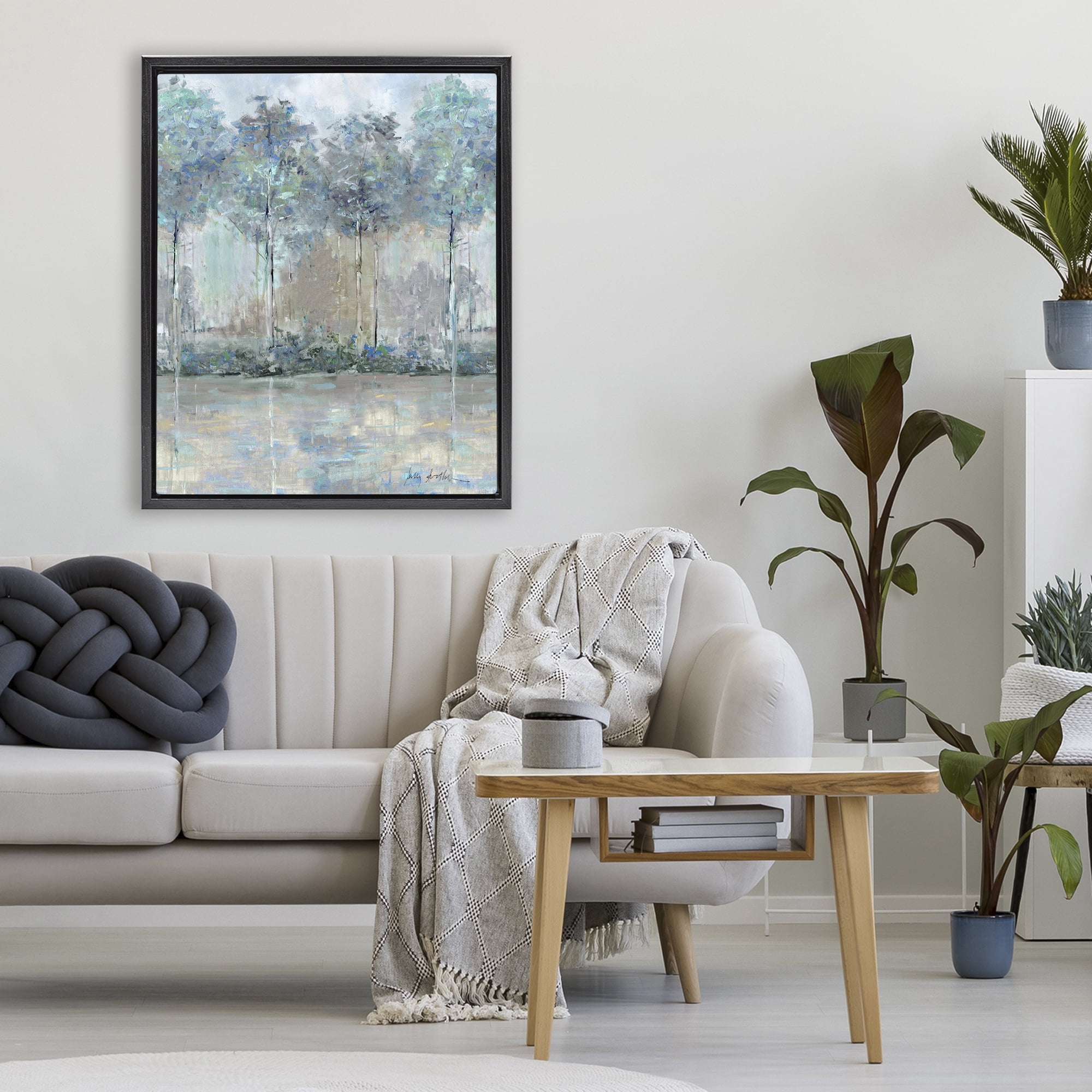 Stupell Industries Subdued Impression of Trees Black Framed Floater Canvas Wall Art, design by Sally Swatland