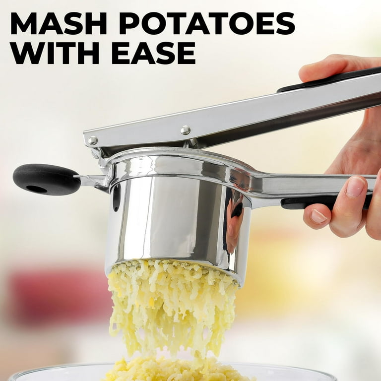 Potato Masher,Potato Ricer Rtainless Steel,Heavy Duty Ricer Kitchen Tool  For Fluffy Mashed Potato,Anti-slip Silicone Handle Spaetzle Press With 3