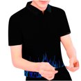 thumbnail image 1 of Camiseta de manga corta Athleisure con estampado 3D de solapa y medio botón para hombre Pompotops oipoqjl25344, 1 of 3