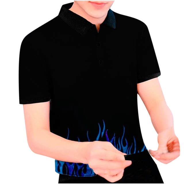 Camiseta de manga corta Athleisure con estampado 3D de solapa y medio botón para hombre Pompotops oipoqjl25344