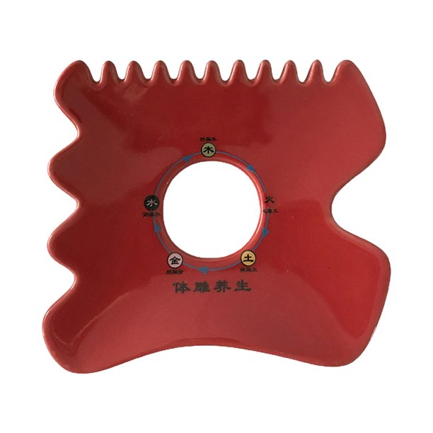 Tablero de Terapia física hecha a mano Belleza Facial Masajeador facial de cerámica hinchazón Rejante Aliviar el tratamiento - rojo Sunnimix Tablero de raspado