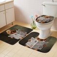 thumbnail image 4 of Funny Dog Puppy Bathroom Rugs Set Cute Golden Dog Cartoon Newspaper Toilet Non Slip Absorbent Soft Bath Mats 3 Piece Set with Bathroom Rug, U-Shaped Floor Mat, Toilet Seat Cover Small Size, 4 of 9