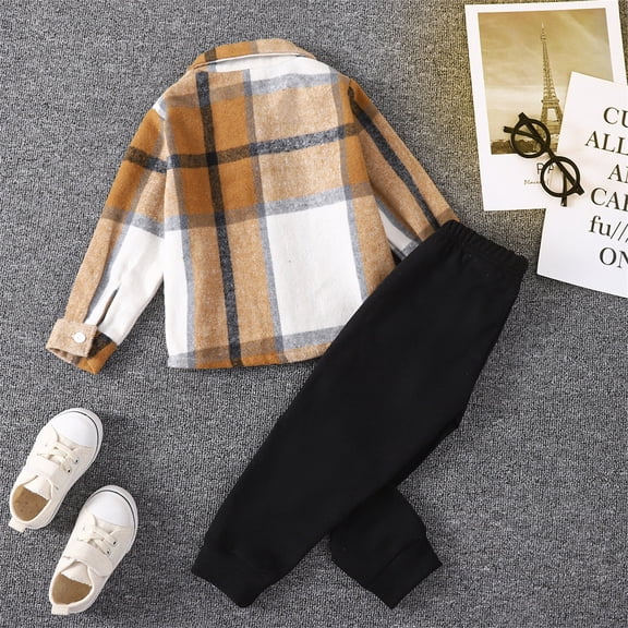 Vedolay Girl Casual Sets Girl's Casual 2 Piece Outfits Cute Print Trim Cami Tops and Pants Set,Brown 3-4 Years