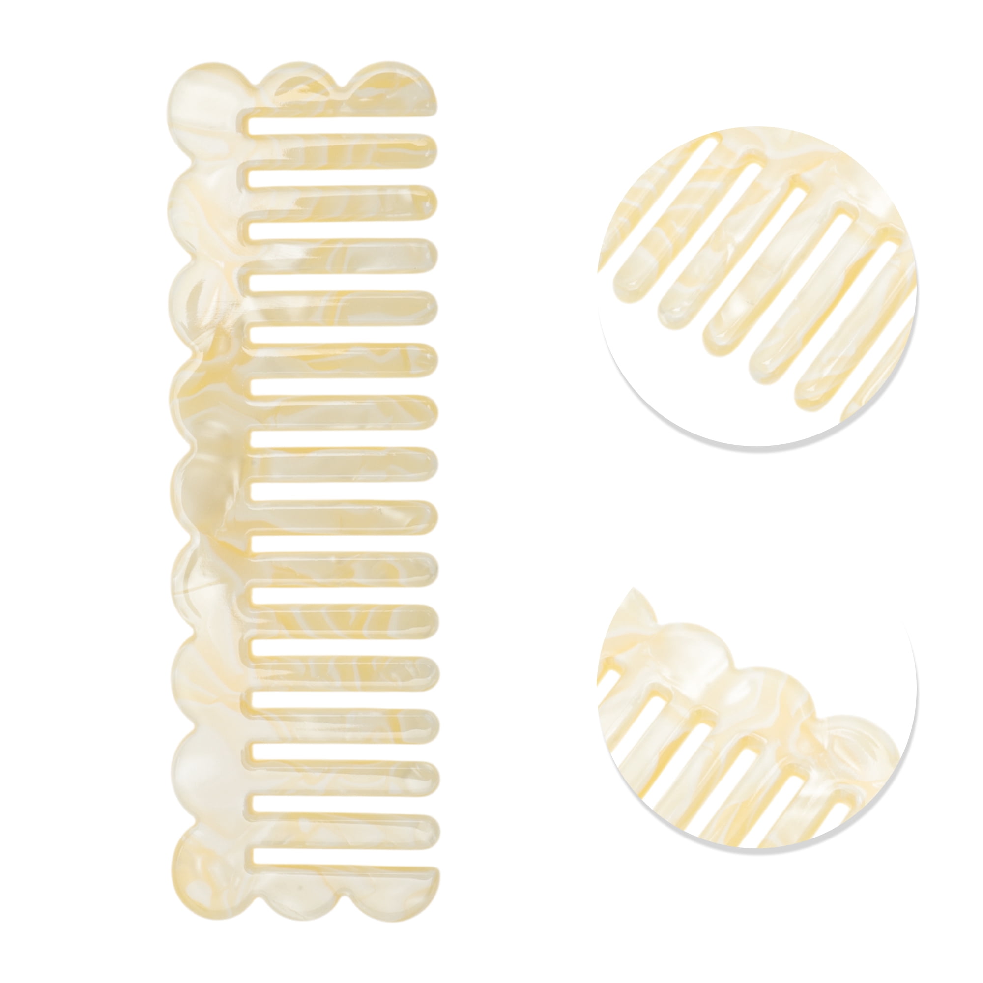 Unique Bargains 1 Pc Wave Rectangular Hair Comb for All Hair Types Styles Yellow