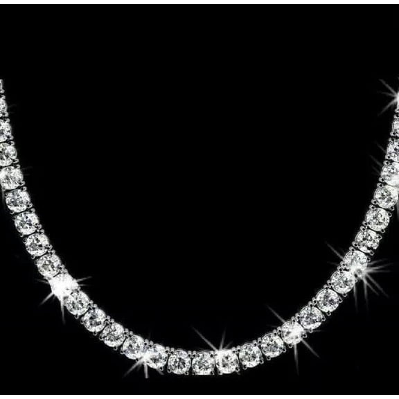 3MM Round Cut Lab Created Diamond 18 Inch Tennis Necklace 14K White Gold Plated