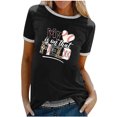 thumbnail image 2 of Fiudx Ofertas Flash Del Día Blusa Holgada de Manga Corta con Cuello Redondo y Manga Abombada para Mujer, 2 of 6