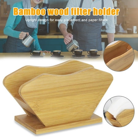 

Bamboo Coffee Filter Holder Rack Shelf Renewable Stand Container for Square Cone-shaped and Flat-bottomed Pour Over Paper Filters