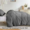 thumbnail image 4 of Sonive Washed Duvet Cover Sets Twin/Twin-XL 2 Piece, Soft and Cozy, Washed Textured Wrinkled Design (Dark Grey, Twin/Twin-XL), 4 of 8