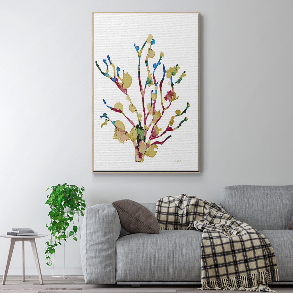 Sea Coral III Framed Premium Gallery Wrapped Canvas - Ready to Hang - 25 x 37 - Natural Wood Floating Frame