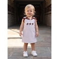 thumbnail image 6 of BemeyourBBs Toddler Baby Girls Football Outfit Baby Girl Fall Summer Tank Dress Overalls 12 18 24 Months 2 3 4 5 Years Sleeveless Rugby Embroidery A-line Striped Dress, 6 of 9