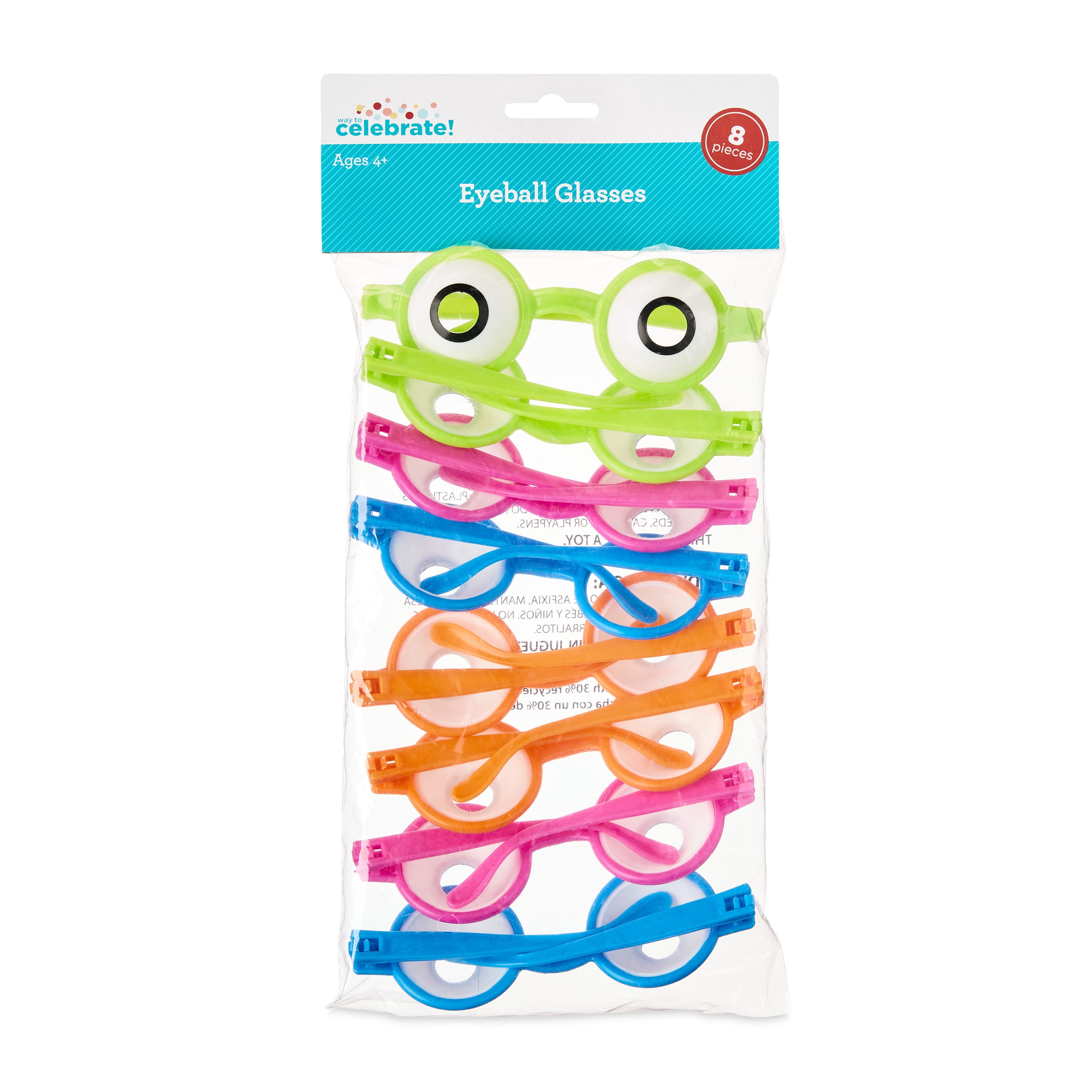 Multicolor Eyeball Glasses Party Favors, 8 Count, by Way To Celebrate