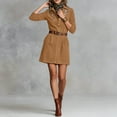 thumbnail image 4 of FRSASU Embroidered Maxi Dress for Women，Western Dresses Women Long Dress Suede Vintage V-Neck Long-Sleeve Loose Style Dress Brown, 4 of 7