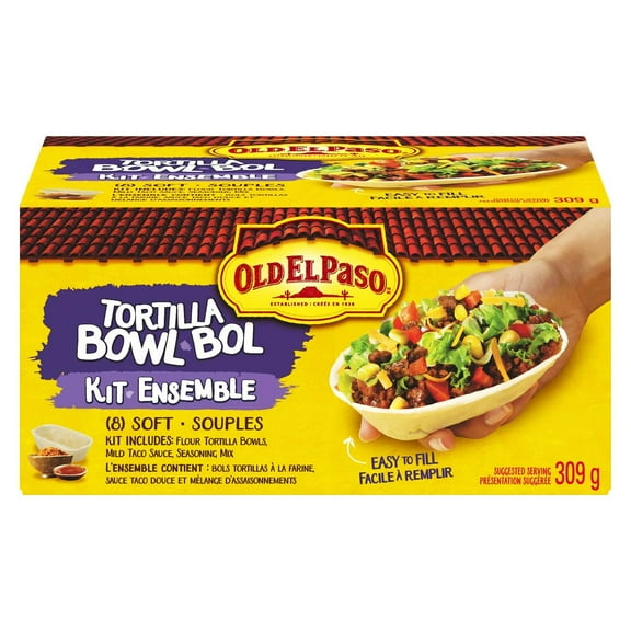 Old El Paso Tortilla Bowl Kit, 8 Taco Bowl Shells, 309g/10.9 oz