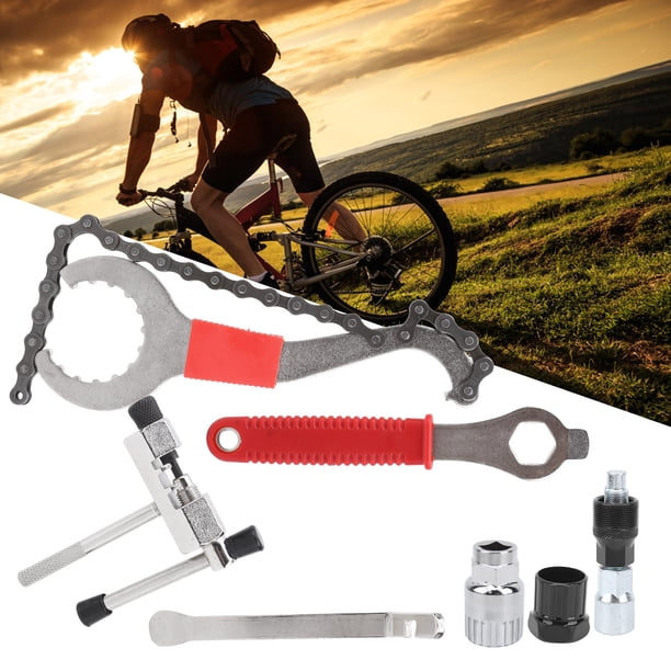 Kit 5 Outils Réparation Vélo – Extracteur Pédalier, Démonte-cassette, Coupe-chaîne, Clé à Roue Libre, Pour VTT Et Route