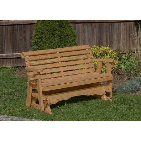Heavy Duty Rocker Guards - Outdoor Garden Patio 5 Ft Brown Finish Amish Heavy Duty 800 Lb Roll Back Kiln-Dried Pine Porch Glider With Cup Holders