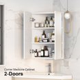 thumbnail image 3 of Corner Medicine Cabinet with Mirror,Bathroom Corner Mirror Cabinet with 2 Doors,Medicine Cabinet Wall Mounted for Small Space,2 Fixed Shelves,White,24" x18", 3 of 14